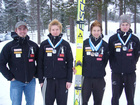 Pekka Kytösaho (valmentaja), Frans Tähkävuori, Ossi-Pekka Valta ja Riku Tähkävuori (oik.)